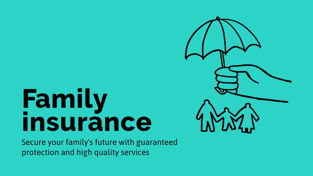 Family insurance presentation template, cute doodle 