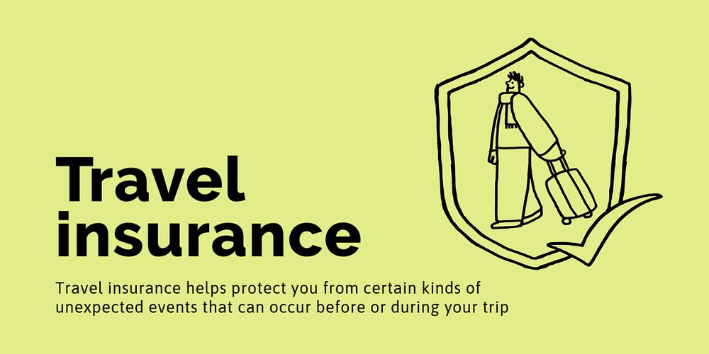 Travel insurance Twitter post template, cute doodle 
