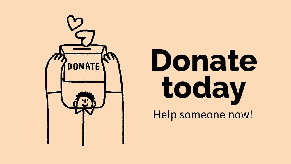 Donation Google Slide template, cute doodle 