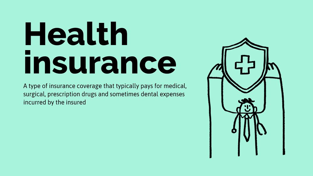Health insurance Google Slide template, cute doodle 