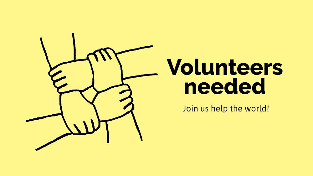 Volunteer recruitment Google Slide template, cute doodle 