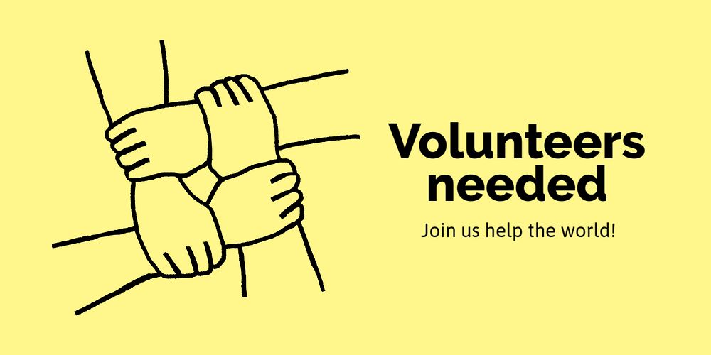 Volunteer recruitment Twitter post template, cute doodle 