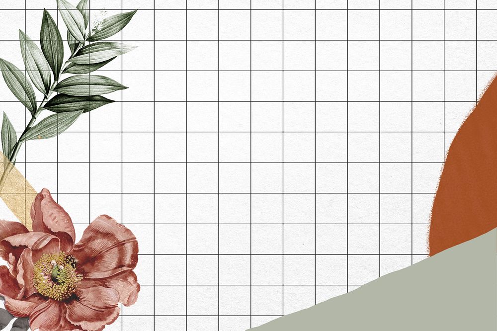 Grid flower background, aesthetic Spring illustration