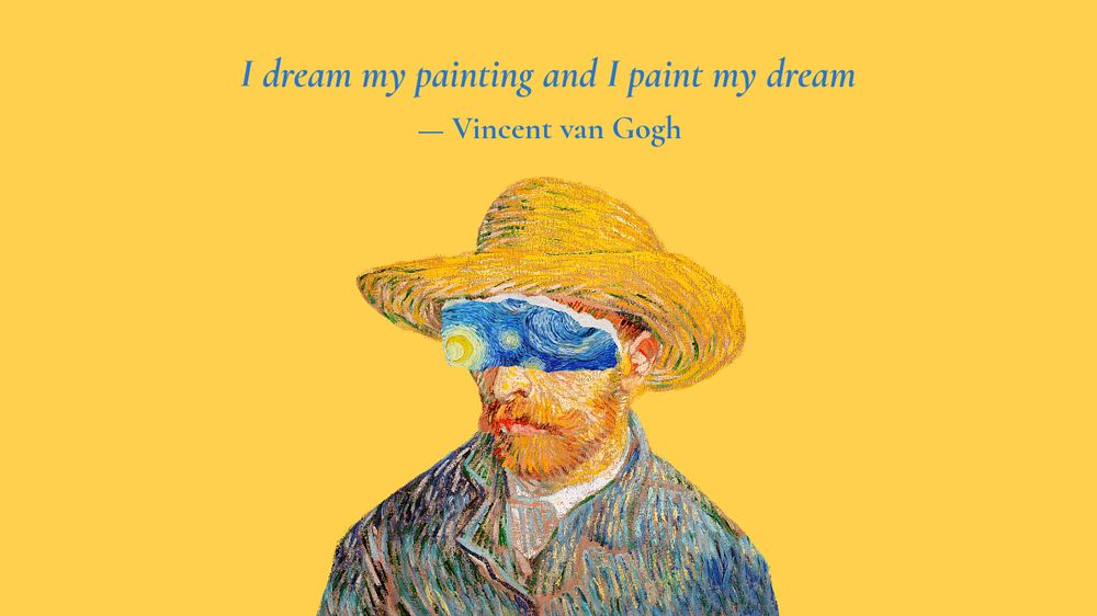 Van Gogh quote presentation template, self-portrait remixed by rawpixel
