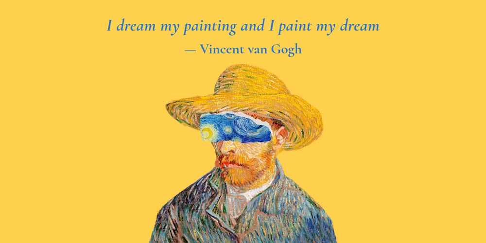 Van Gogh Twitter post template, self-portrait remixed by rawpixel