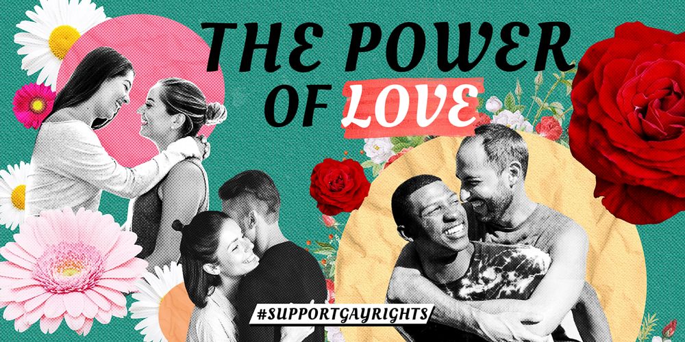 LGBTQ+ Love Twitter post template, remix media design