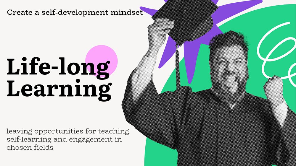 Life-long learning ppt presentation template, education editable design