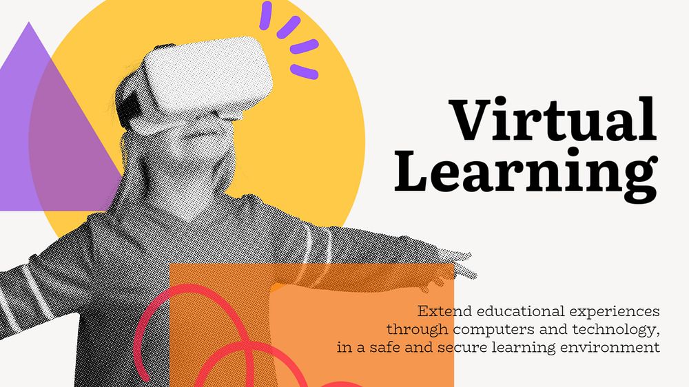 Virtual learning YouTube thumbnail template, education editable design