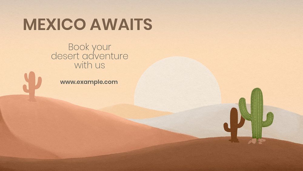 Wild west blog banner template, Mexican desert illustration