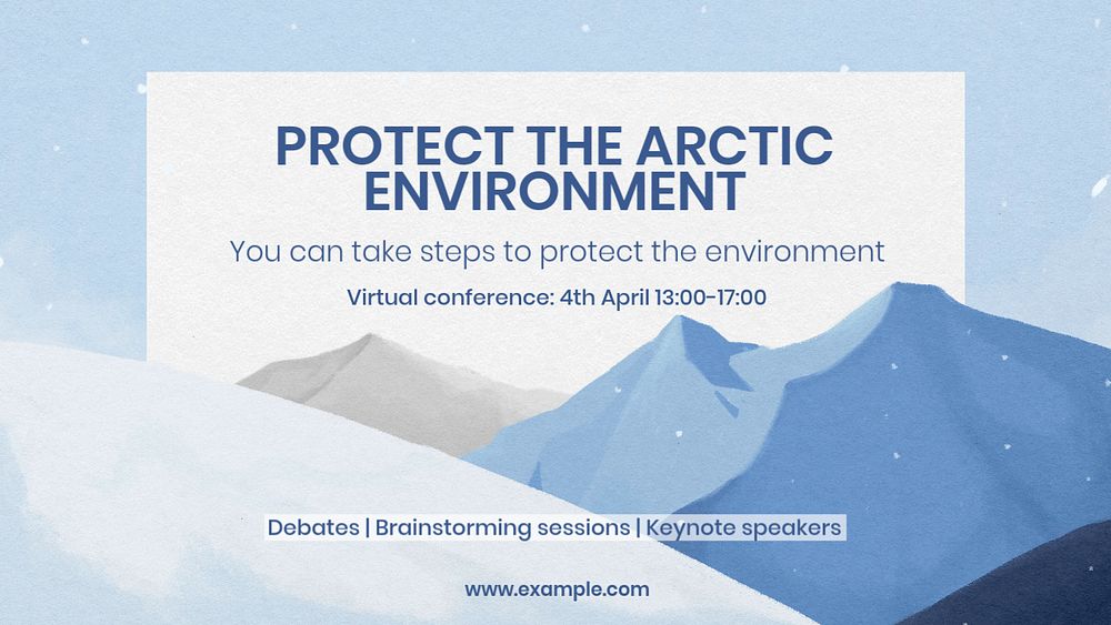 Arctic environment blog banner template, winter landscape illustration