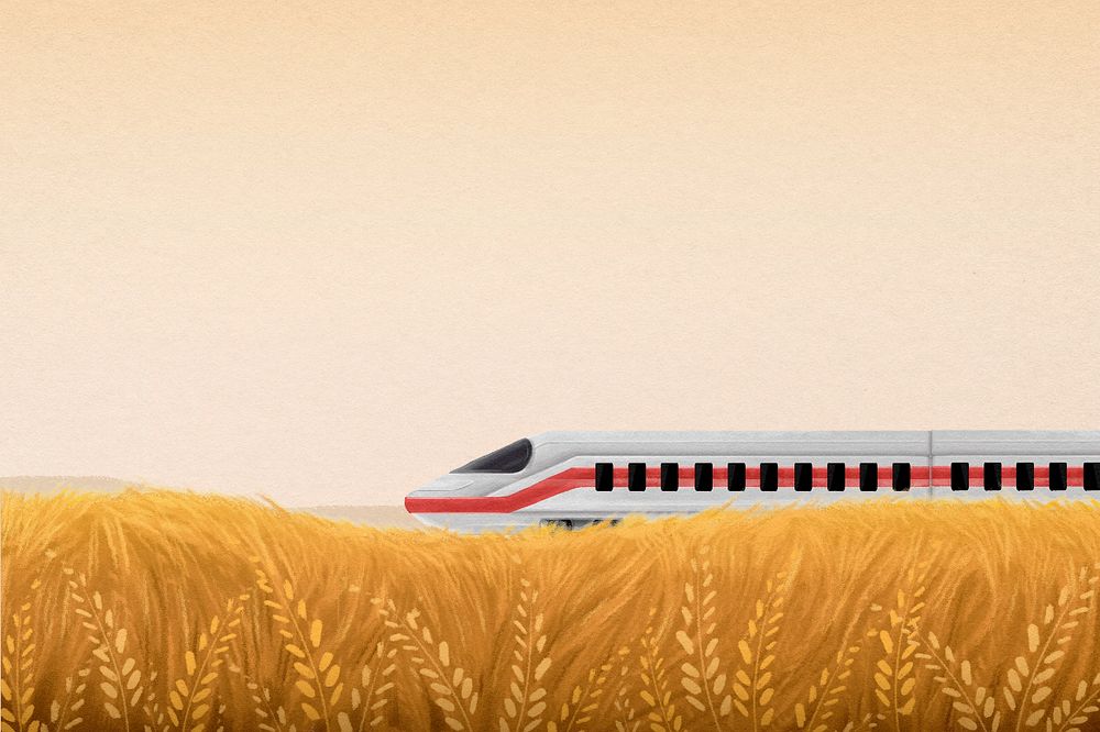 High-speed rail field background, watercolor illustration