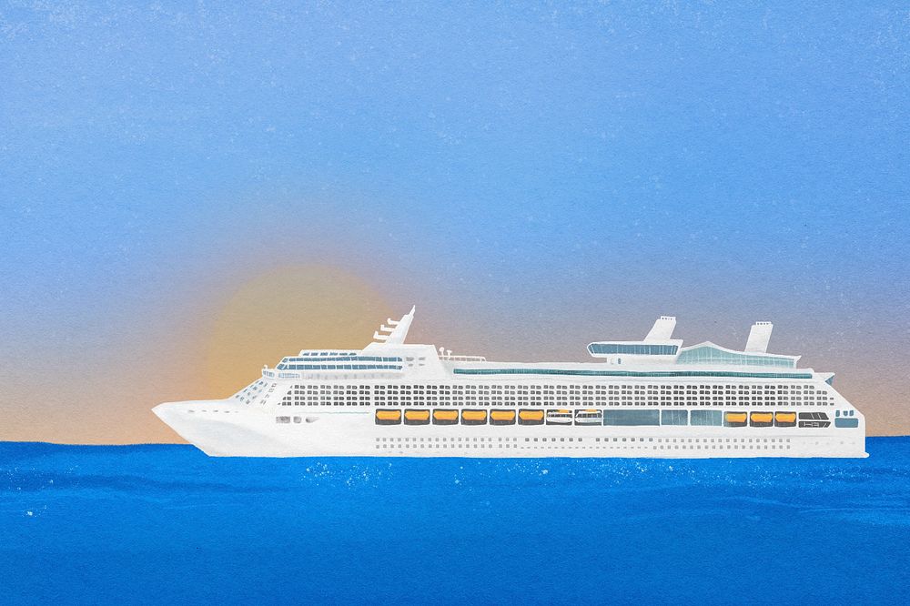Cruise ship background, tourism industry illustration