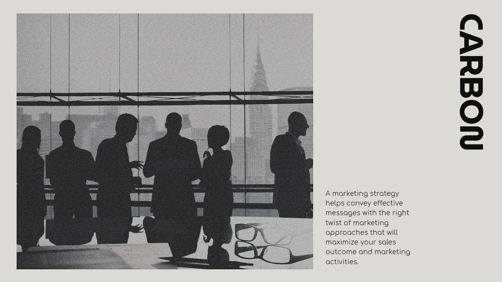 Business meeting presentation editable template, people silhouette