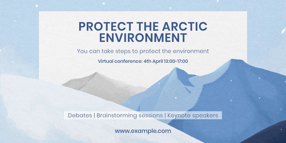 Arctic environment Twitter post template, winter landscape illustration