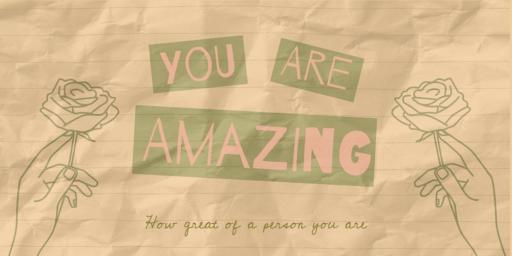 Inspirational editable Twitter ad template, wrinkled paper design