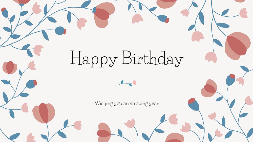Floral birthday blog banner template, editable design