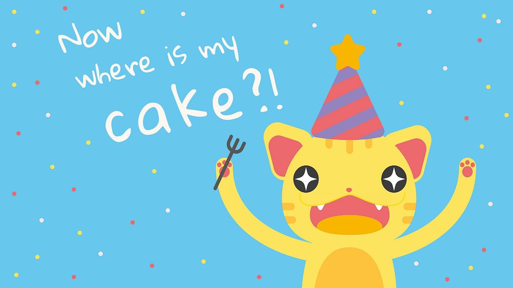 Cat birthday blog banner template, editable design