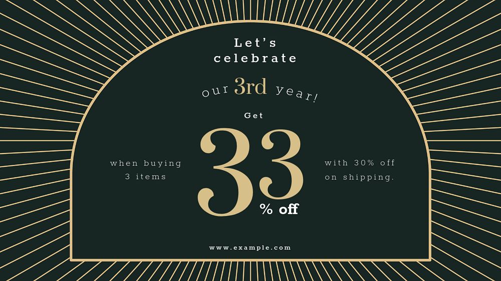 Anniversary sale presentation template, art deco design