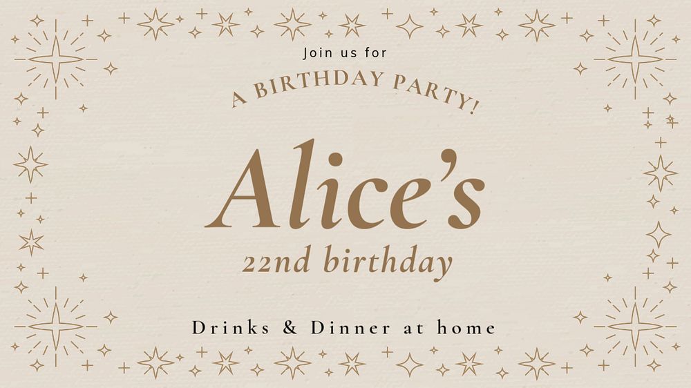 Aesthetic birthday presentation template, beige design