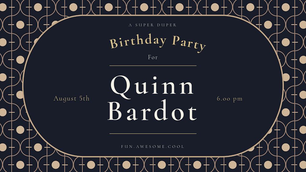 Birthday presentation template, art deco design
