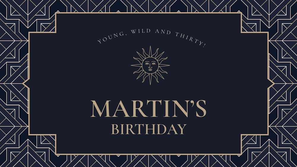 Birthday presentation template, art deco design