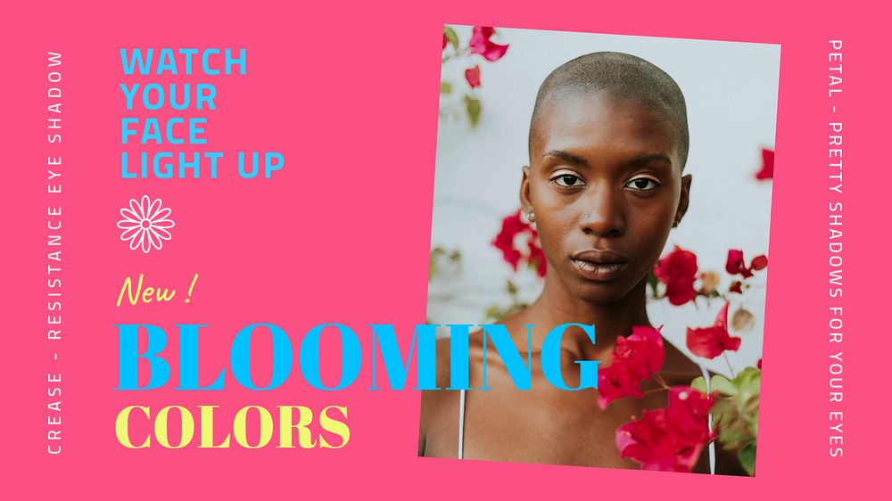 Hot pink presentation editable template, Spring aesthetic