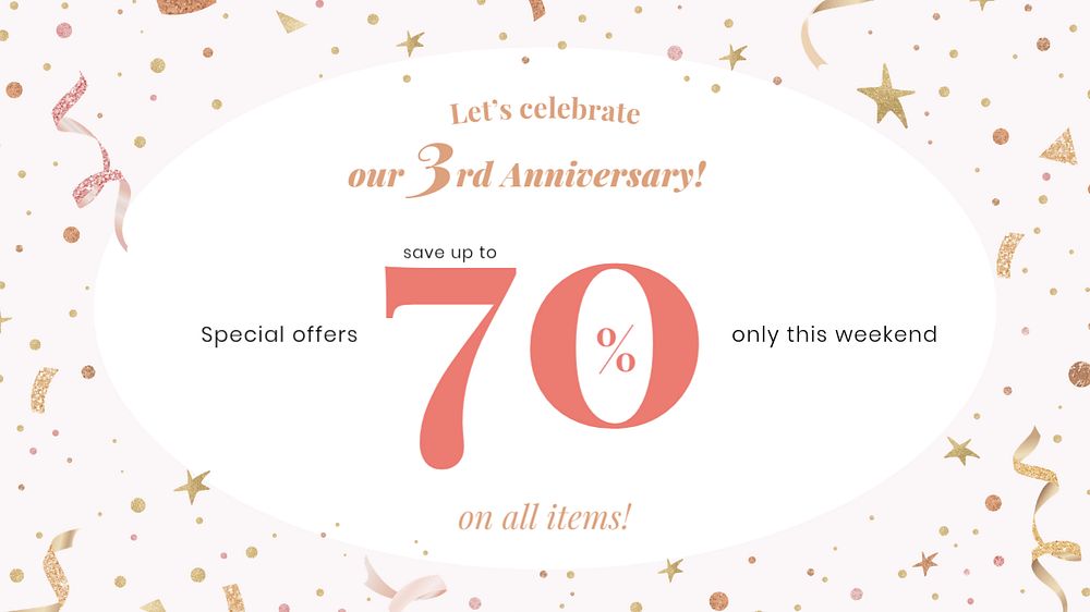 Anniversary sale presentation template, shopping ad design