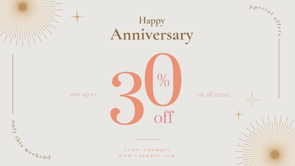 Anniversary sale presentation template, shopping ad design