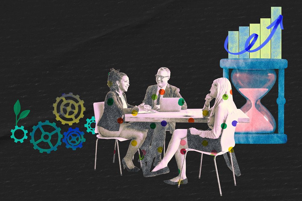 Business teamwork background, strategy, planning remixed media