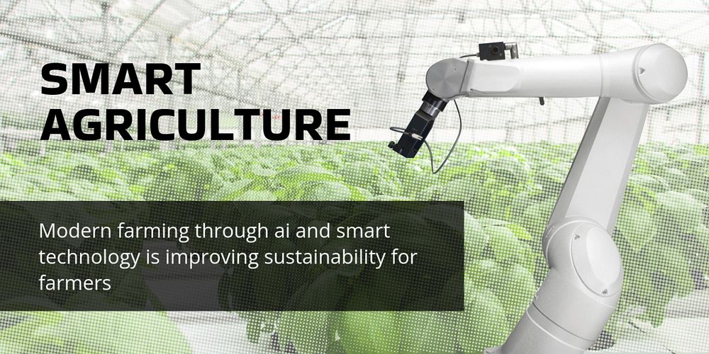 Smart agriculture Twitter ad template, farming industry design
