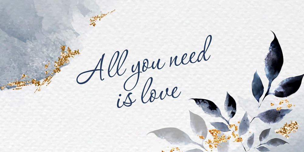 Love quote twitter post template, watercolor aesthetic, editable text