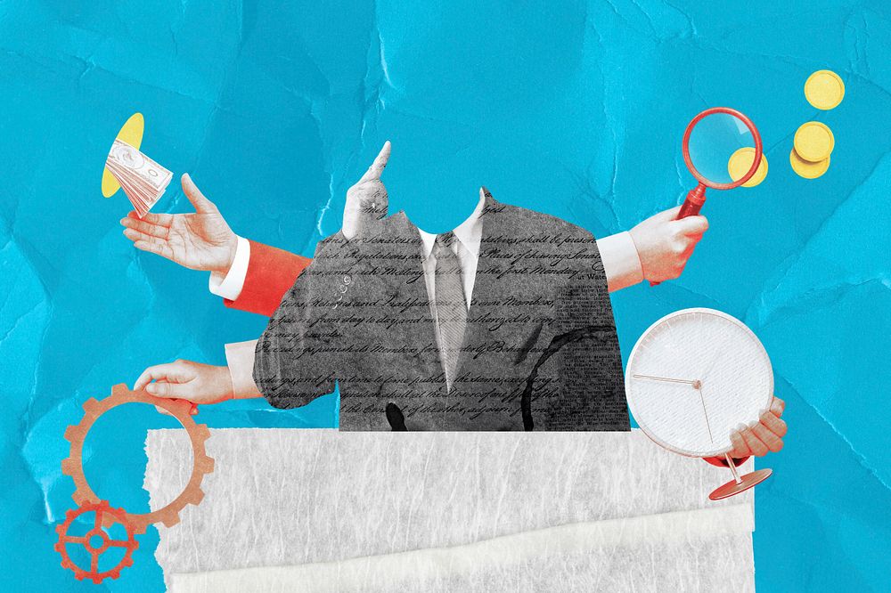 Business management background, paper texture remixed media