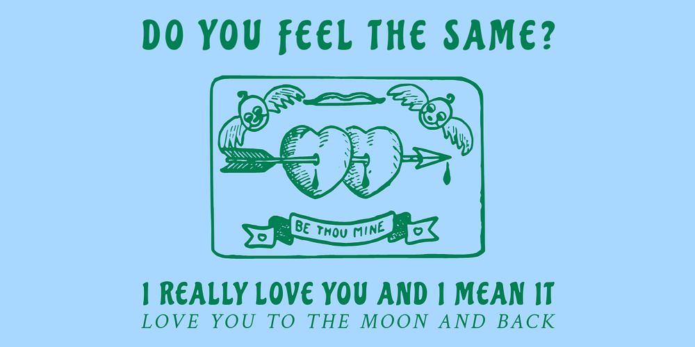 Vintage love Twitter post template, editable design