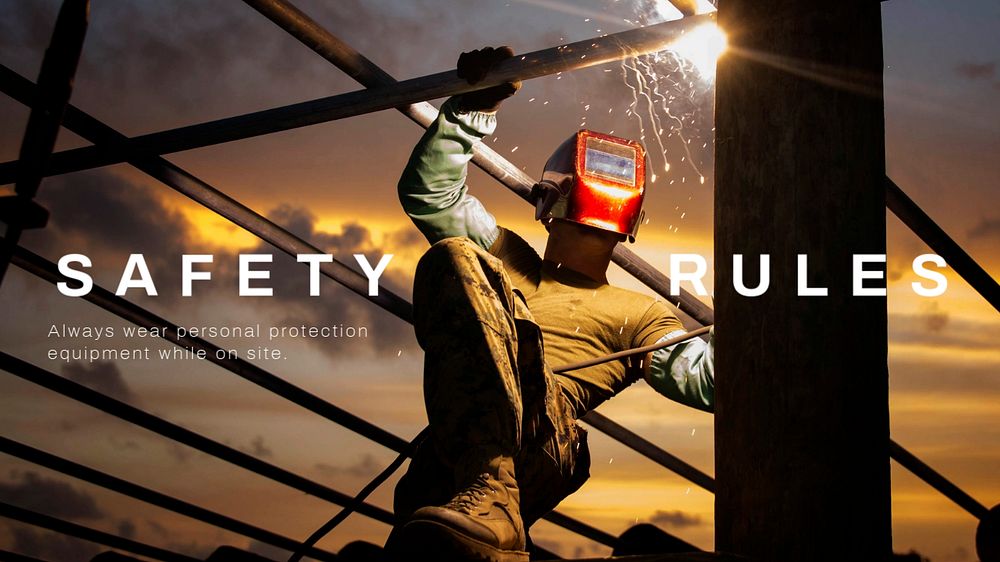Industrial safety blog banner template, manufacturing workforce design 