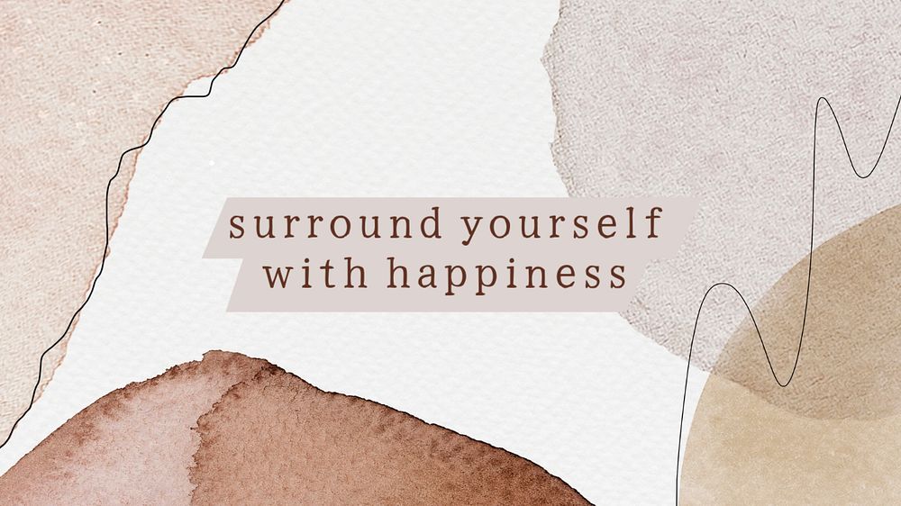 Happiness quote blog banner template, watercolor memphis, editable text