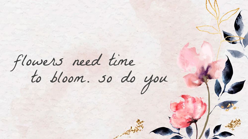 Watercolor flowers presentation template, aesthetic editable text