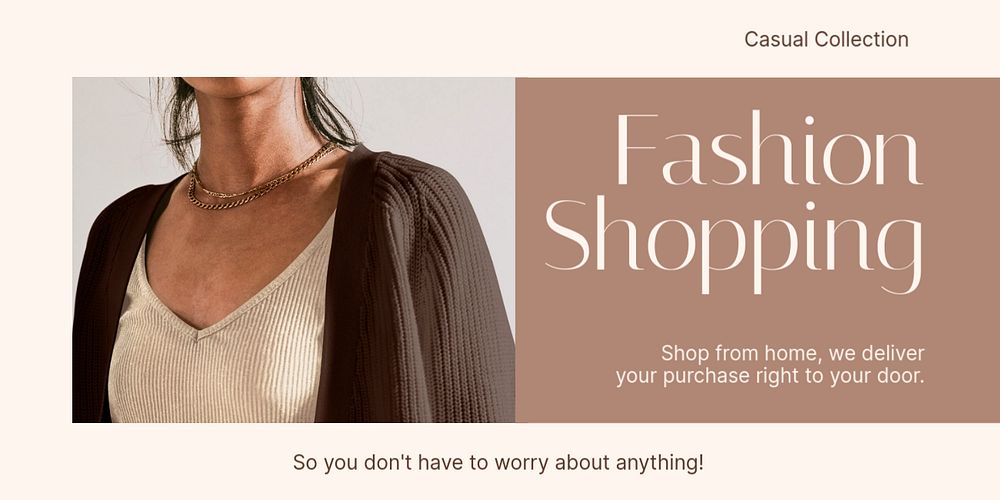 Casual fashion Twitter post template, earth tone design