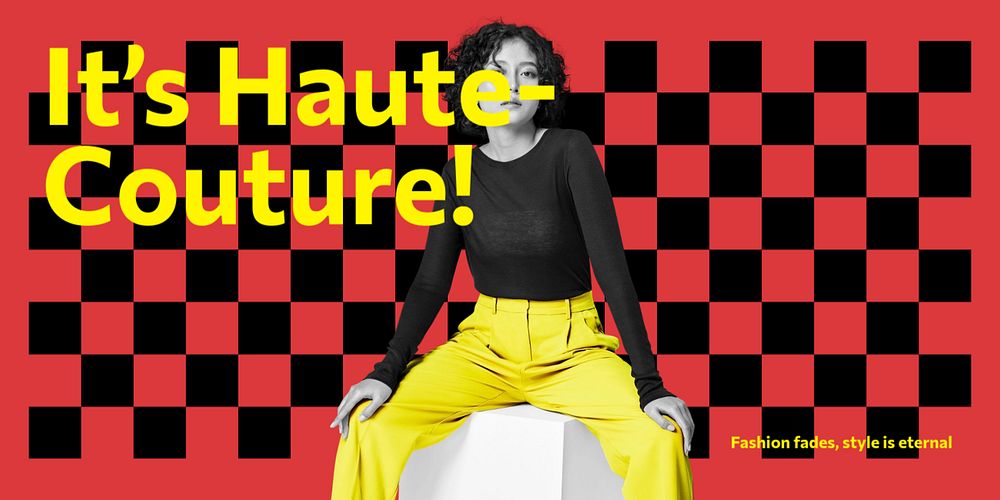 Funky fashion Twitter ad template, editable design