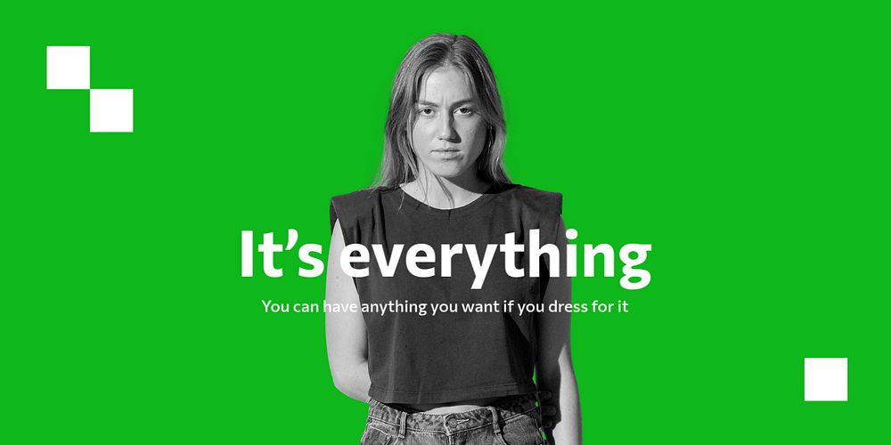 Female fashion Twitter ad template, green editable design