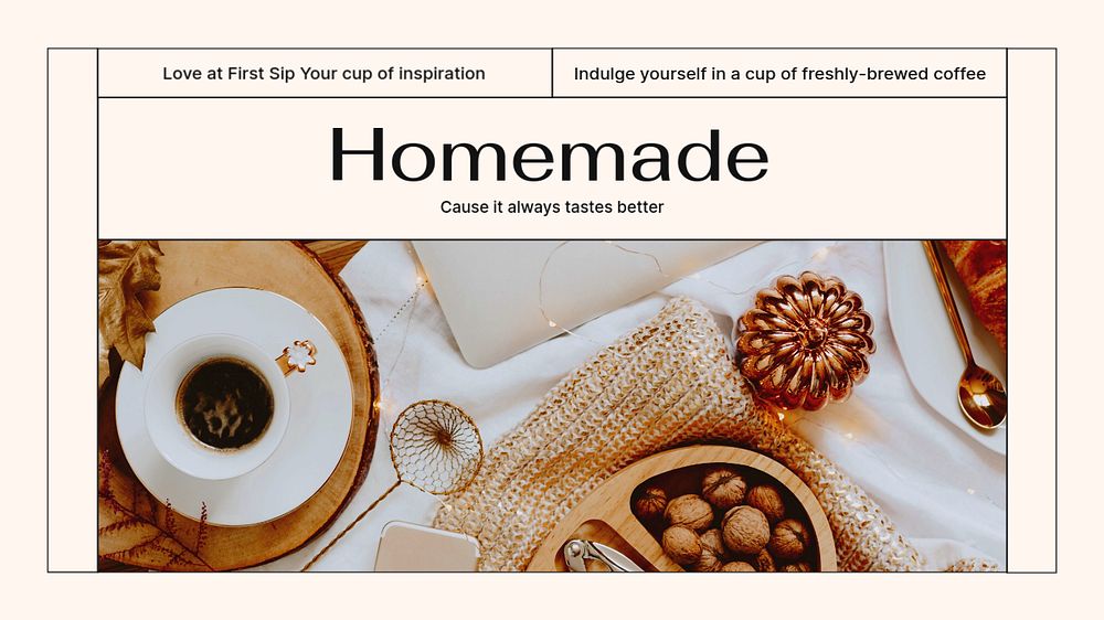 Homemade coffee presentation editable template, cozy aesthetic
