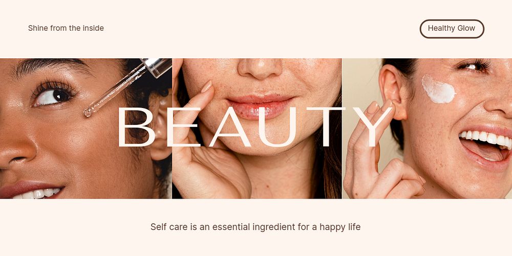 Diverse beauty Twitter post template, skincare ad