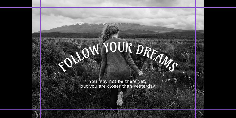 Motivational quote Twitter ad template, monochrome editable design