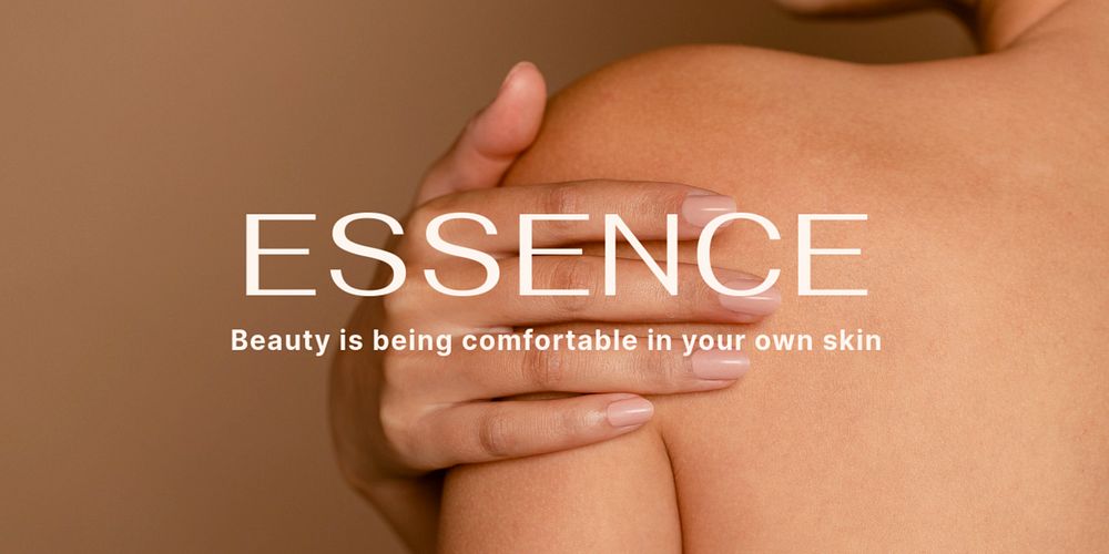 Beauty aesthetic Twitter post template, essence text
