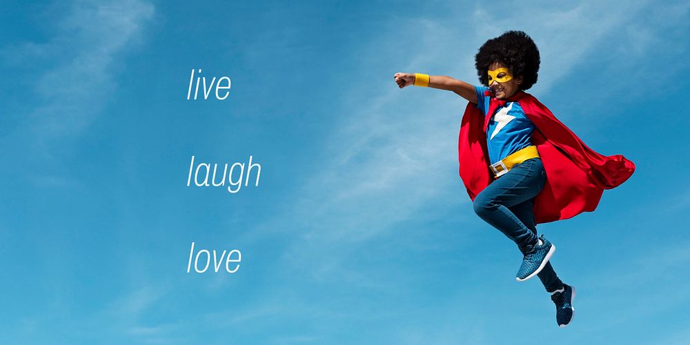 Superhero kid Twitter post template, editable text