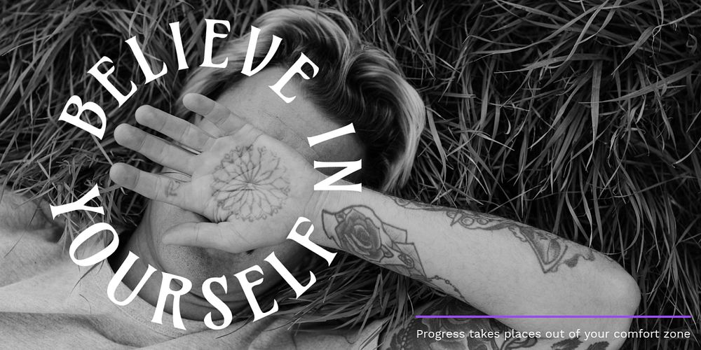 Life quote Twitter ad template, monochrome editable design