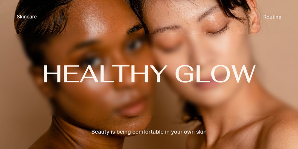 Glowy skin Twitter post template, skincare ad