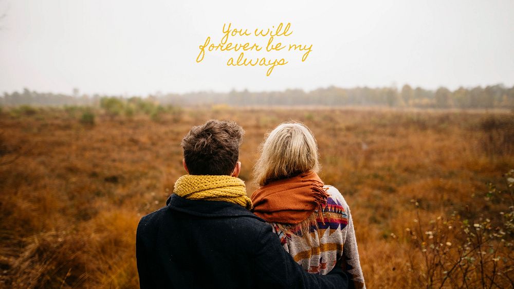Couple hugging Facebook cover template, editable text
