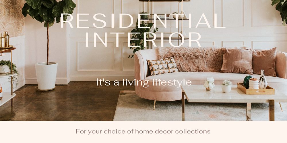 Residential interior Twitter post template, living room photo
