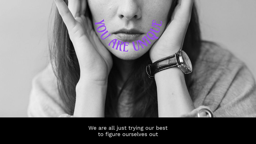 Self love presentation template, monochrome editable design