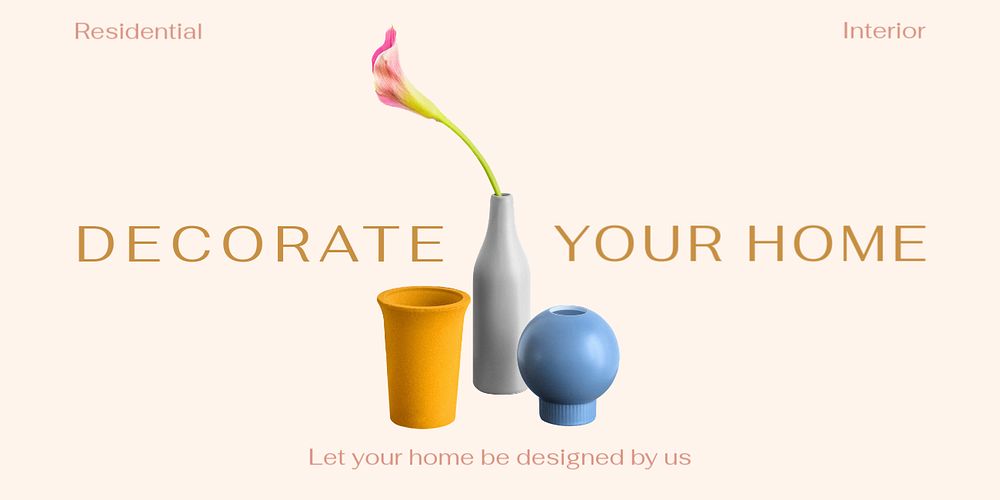 Home decoration Twitter post template, minimal design
